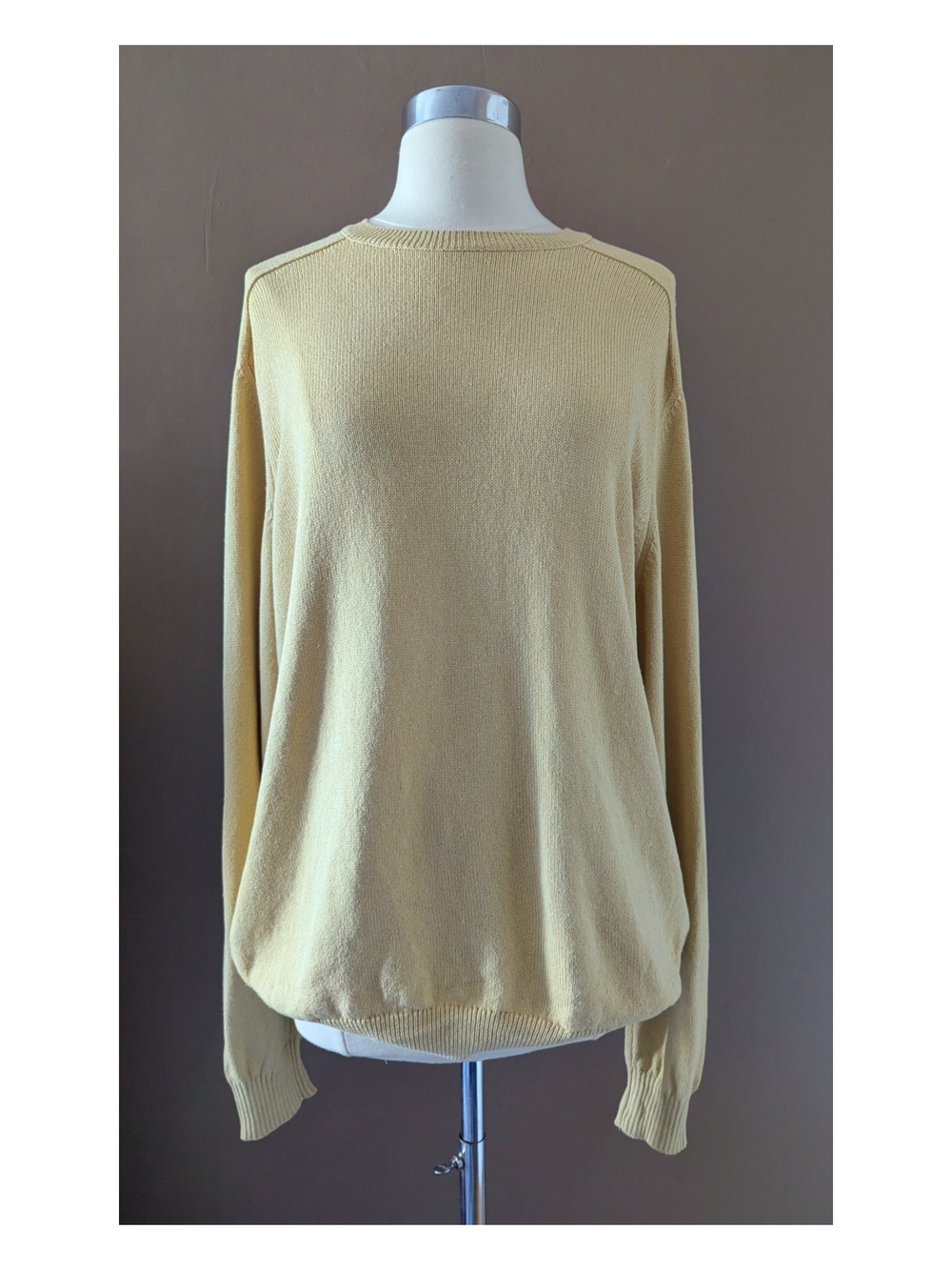 Loro Piana Men's Light Yellow Cotton And Silk Blend Pullover Sweater